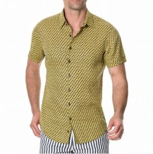 RODD & GUNN Mens Italy Linen Mclaren Falls Parrot Motif Sport Shirt